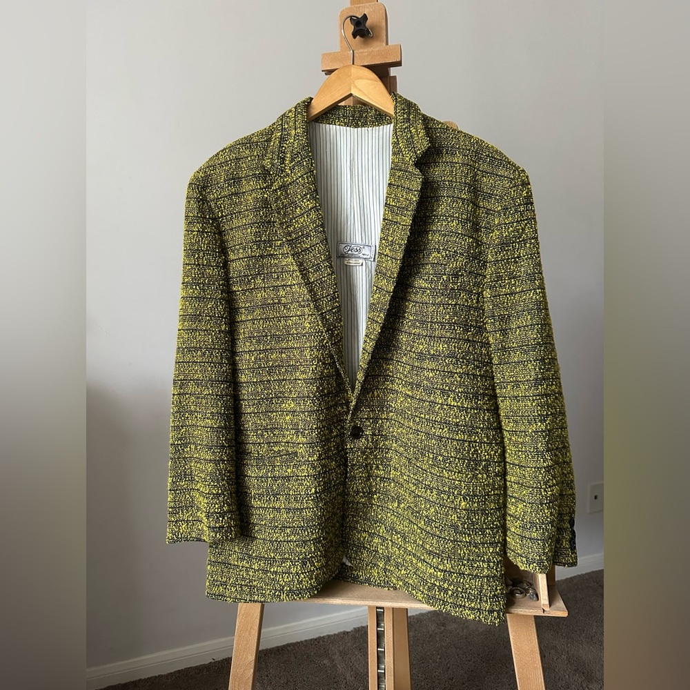 Vintage oversized unisex  jacket Jess size M-L, Yellow/Black